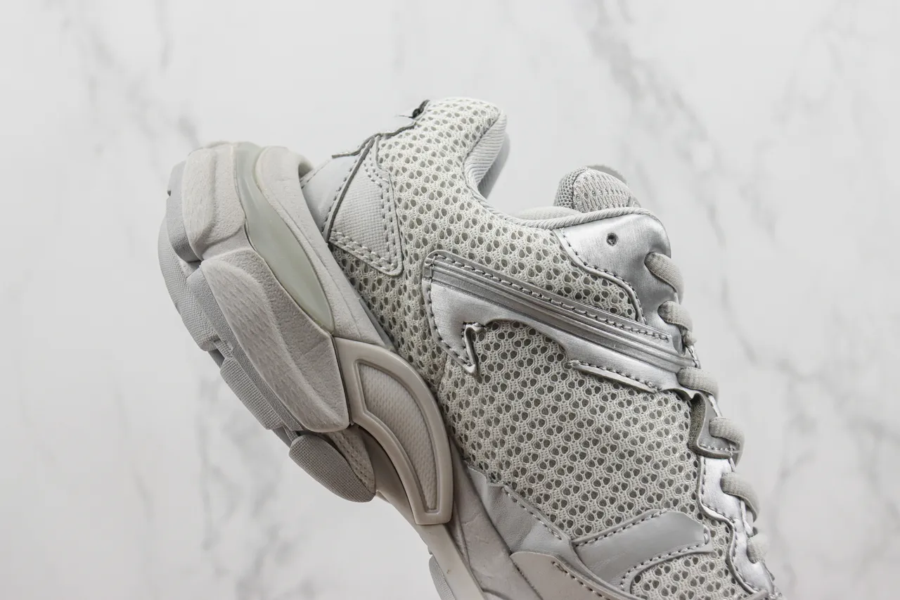 Balenciaga رمادي بيج شبكة علوية كعب منحوت أحذية رياضية كثيفة 5