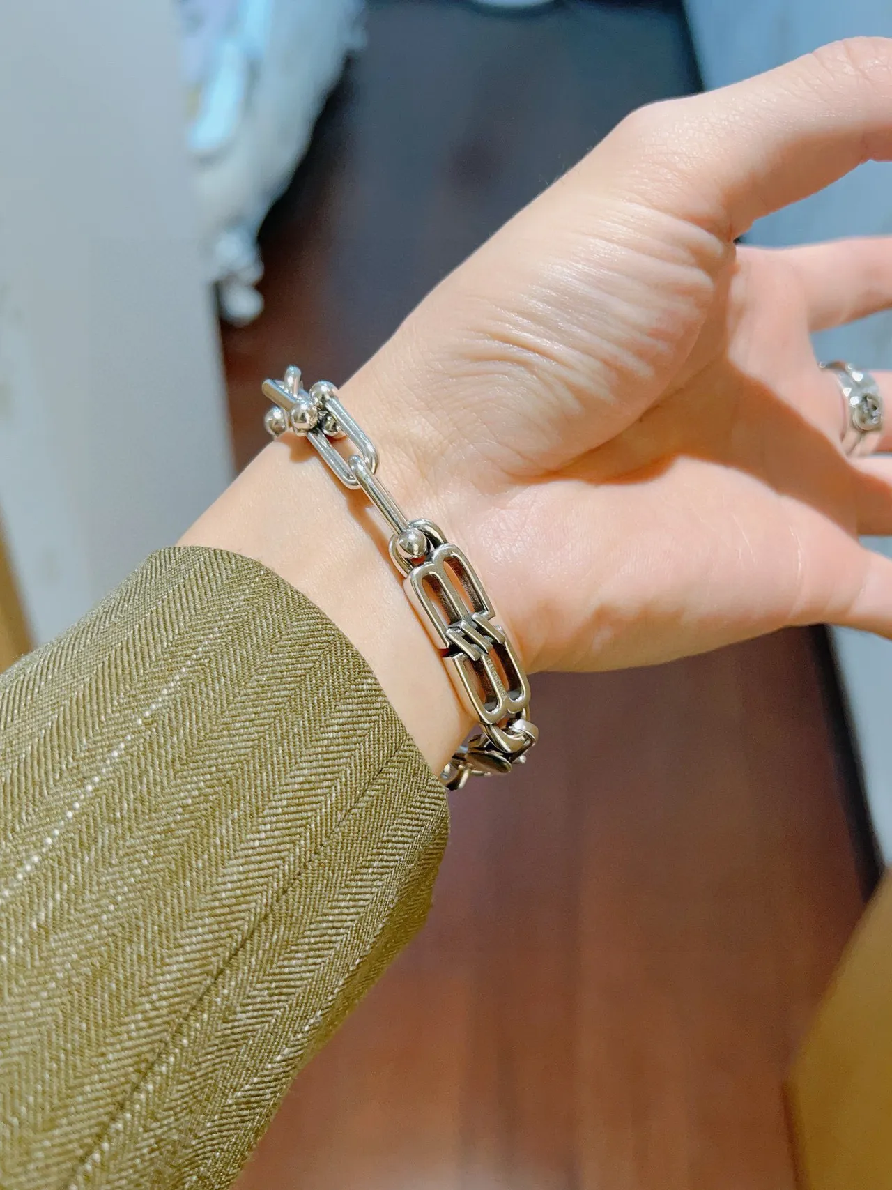 Balenciaga Link Bracelet Polished Silver-Tone Metal Bracelet 3
