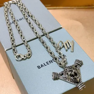 Balenciaga Lion Pendant Silver Chain Necklace