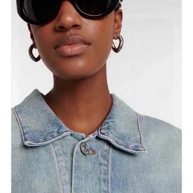 Balenciaga Logo-Print Hoop Brincos Aros Ouro Prata C 7