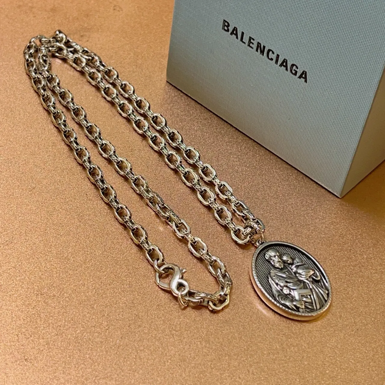 Balenciaga Religious Medallion Chunky Chain Necklace 3