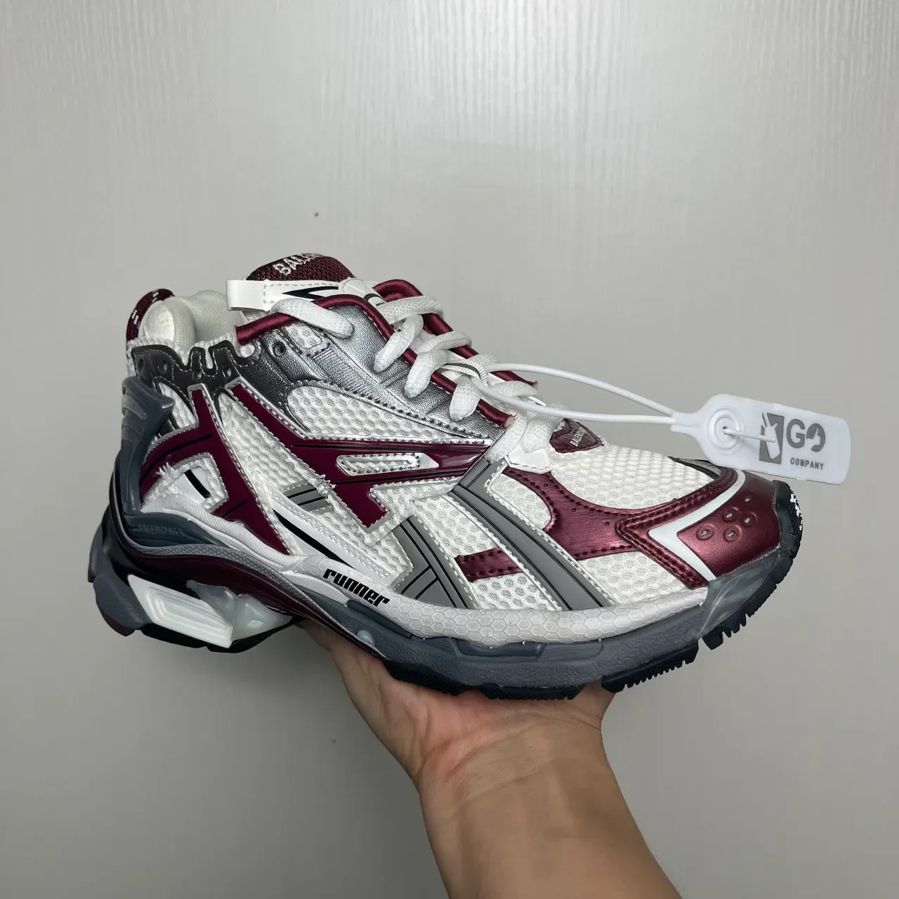 Balenciaga Runner White Burgundy Gray Chunky Sneakers 2