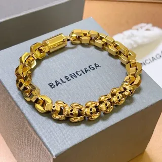 Balenciaga Pulseira Corrente Crânio Metal Dourado