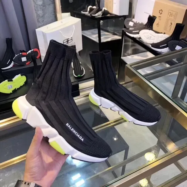 Balenciaga Speed Trainer Preto Branco Amarelo Neón Tênis Lifestyle 2