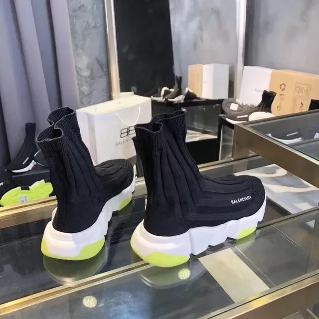 Balenciaga Speed Trainer Preto Branco Amarelo Neón Tênis Lifestyle 3