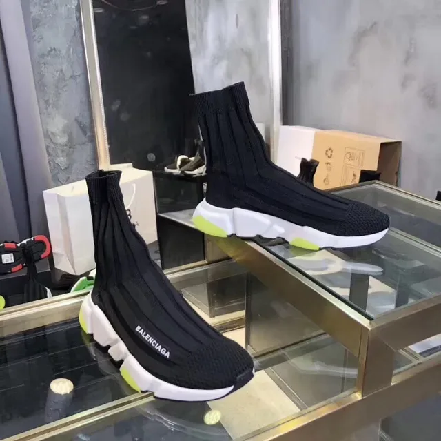 Balenciaga Speed Trainer Preto Branco Amarelo Neón Tênis Lifestyle 4