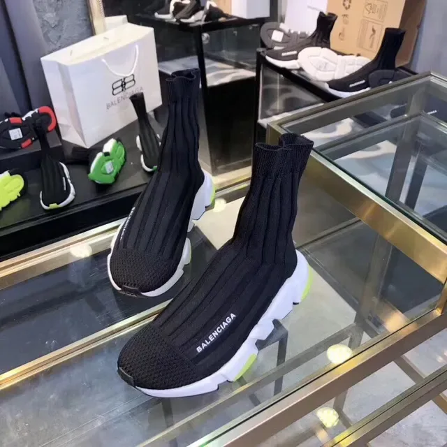 Balenciaga Speed Trainer Preto Branco Amarelo Neón Tênis Lifestyle 5