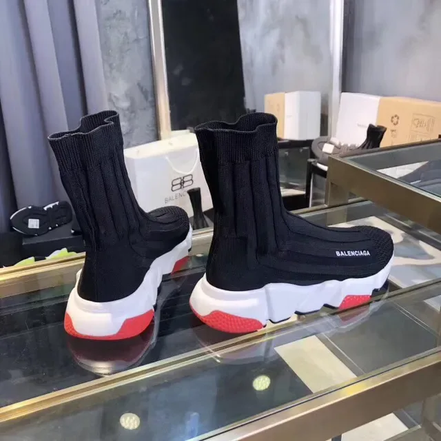 Balenciaga Speed Trainer أسود أبيض أحمر أسلوب حياة رياضي 2