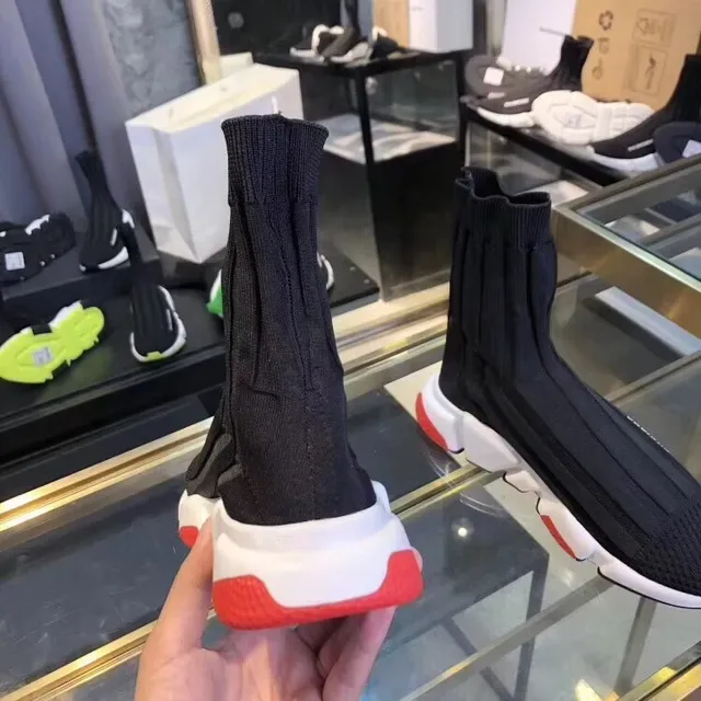 Balenciaga Speed Trainer أسود أبيض أحمر أسلوب حياة رياضي 4