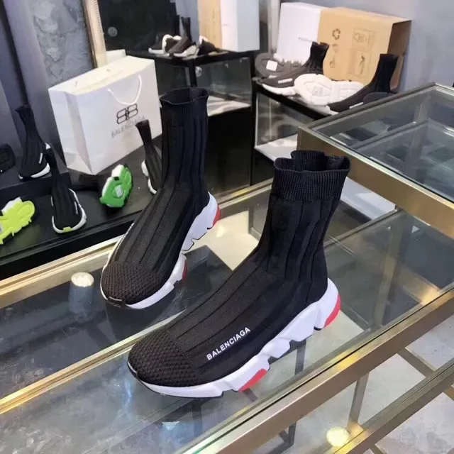 Balenciaga Speed Trainer أسود أبيض أحمر أسلوب حياة رياضي 5