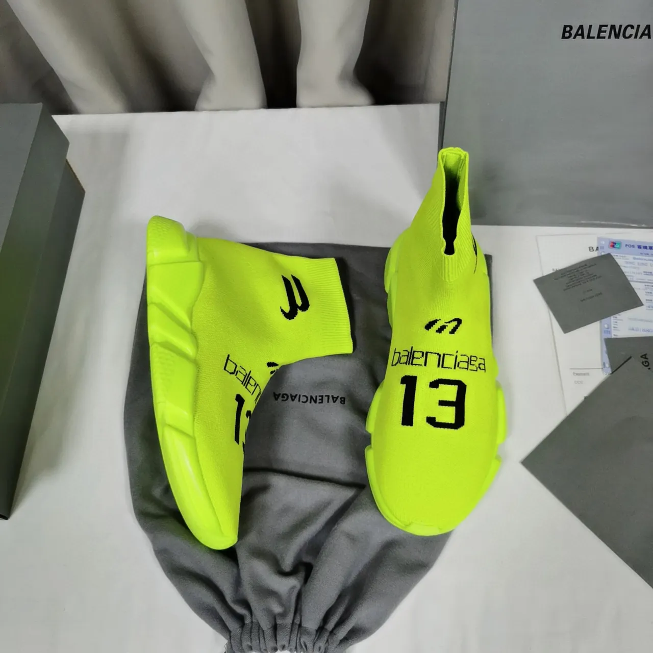 Balenciaga Speed Trainer Neon Lime Knit sneakers lifestyle 9