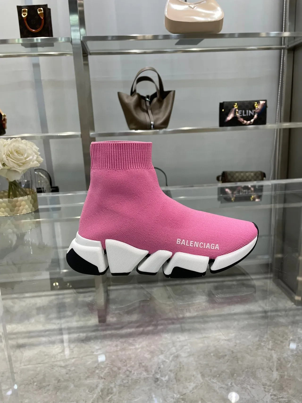 Balenciaga Speed Trainer Pink Sock-Fit Lifestyle Sneakers 2