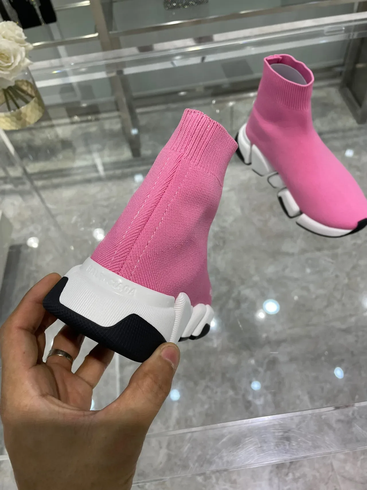 Balenciaga Speed Trainer Pink Sock-Fit Lifestyle Sneakers 3