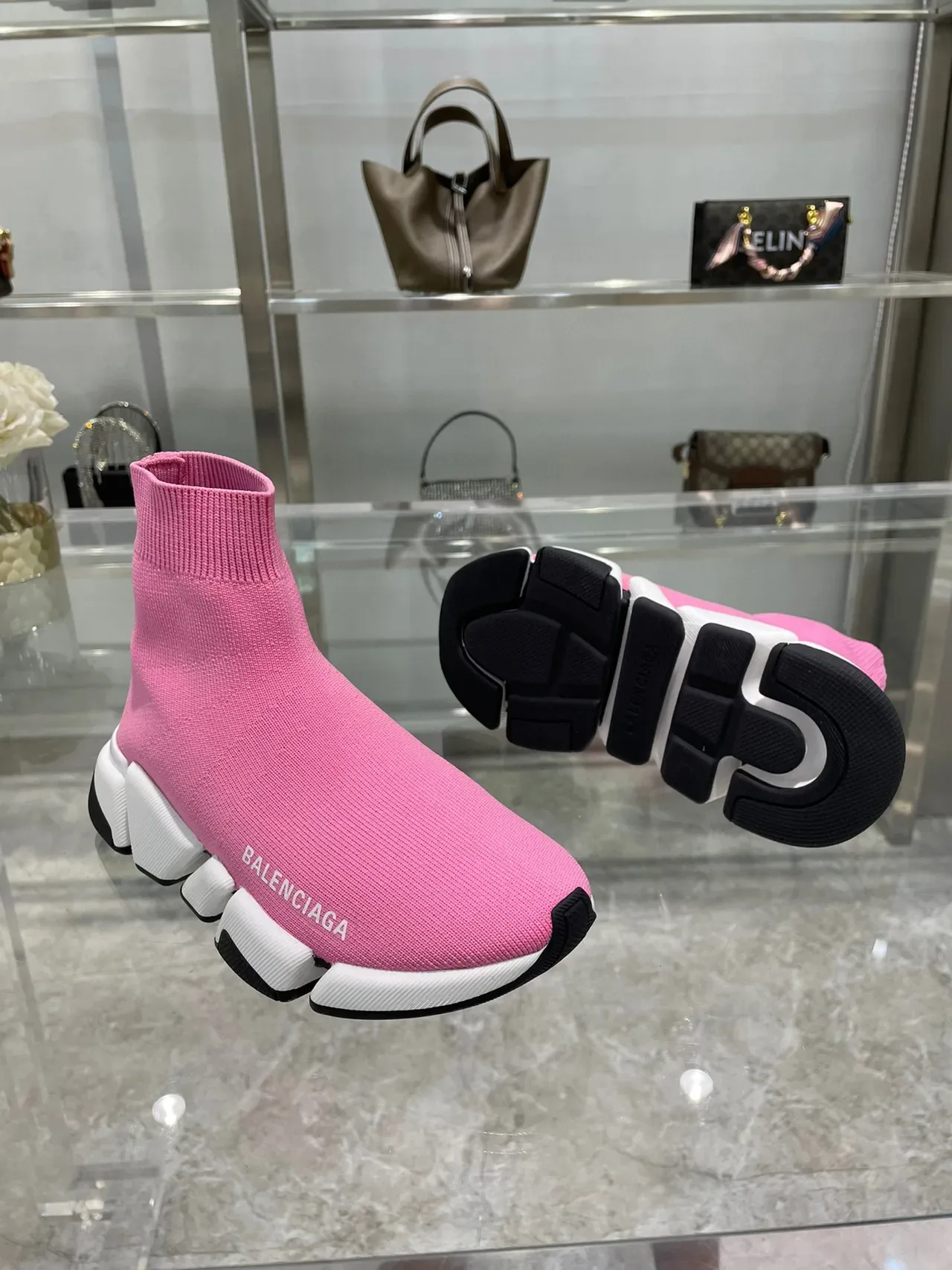 Balenciaga Speed Trainer Pink Sock-Fit Lifestyle Sneakers 4
