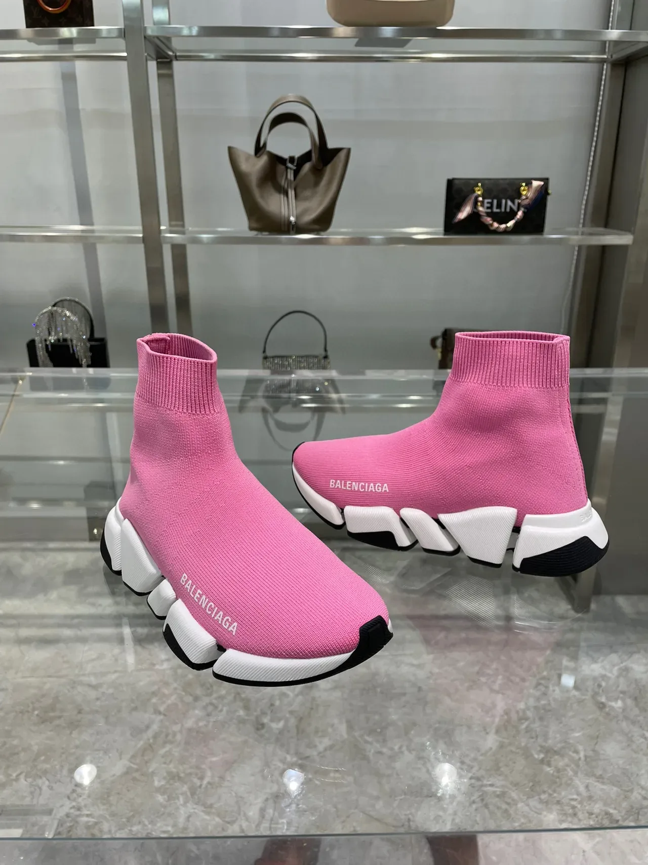 Balenciaga Speed Trainer Pink Sock-Fit Lifestyle Sneakers 7