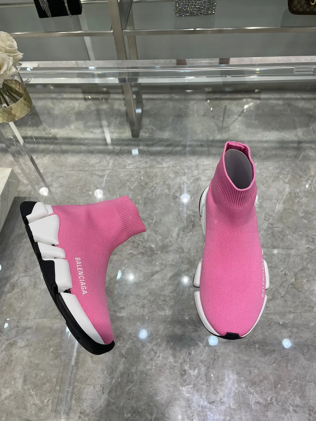 Balenciaga Speed Trainer Pink Sock-Fit Lifestyle Sneakers 9