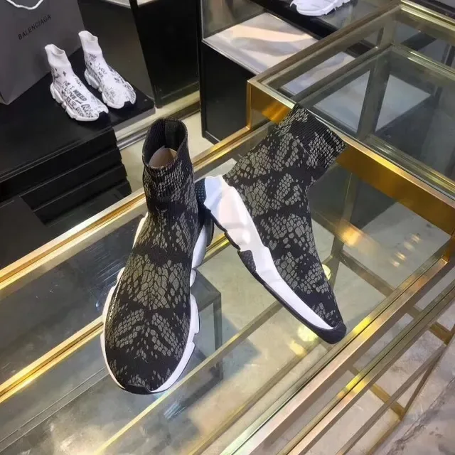 Balenciaga Speed Trainer طباعة جلد الثعبان بدون أحزمة أحذية نمط حياة 2