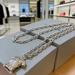Balenciaga T-Shirt Necklace Collar Plata Cadena Chunky de eslabones ovalados colgante escultural