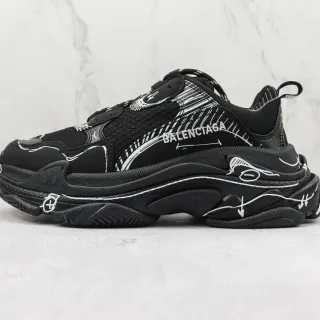 Balenciaga Track Black White Oversized Sole Line-Art Graphics Chunky Sneakers