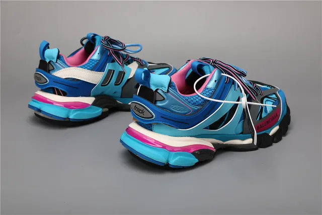 Balenciaga Track Sneaker azul real cian rosa zapatillas con suela gruesa 3