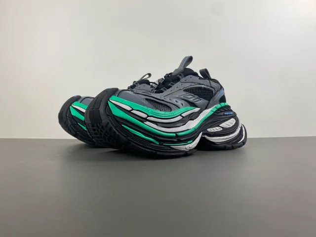 Balenciaga Track Trainer رمادي أسود أخضر حذاء رياضي سميك 10