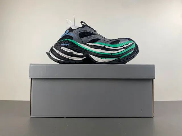 Balenciaga Track Trainer رمادي أسود أخضر حذاء رياضي سميك 15