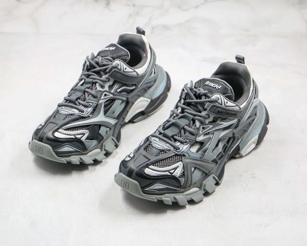 Balenciaga Track Trainer 灰冰蓝厚底运动鞋 8