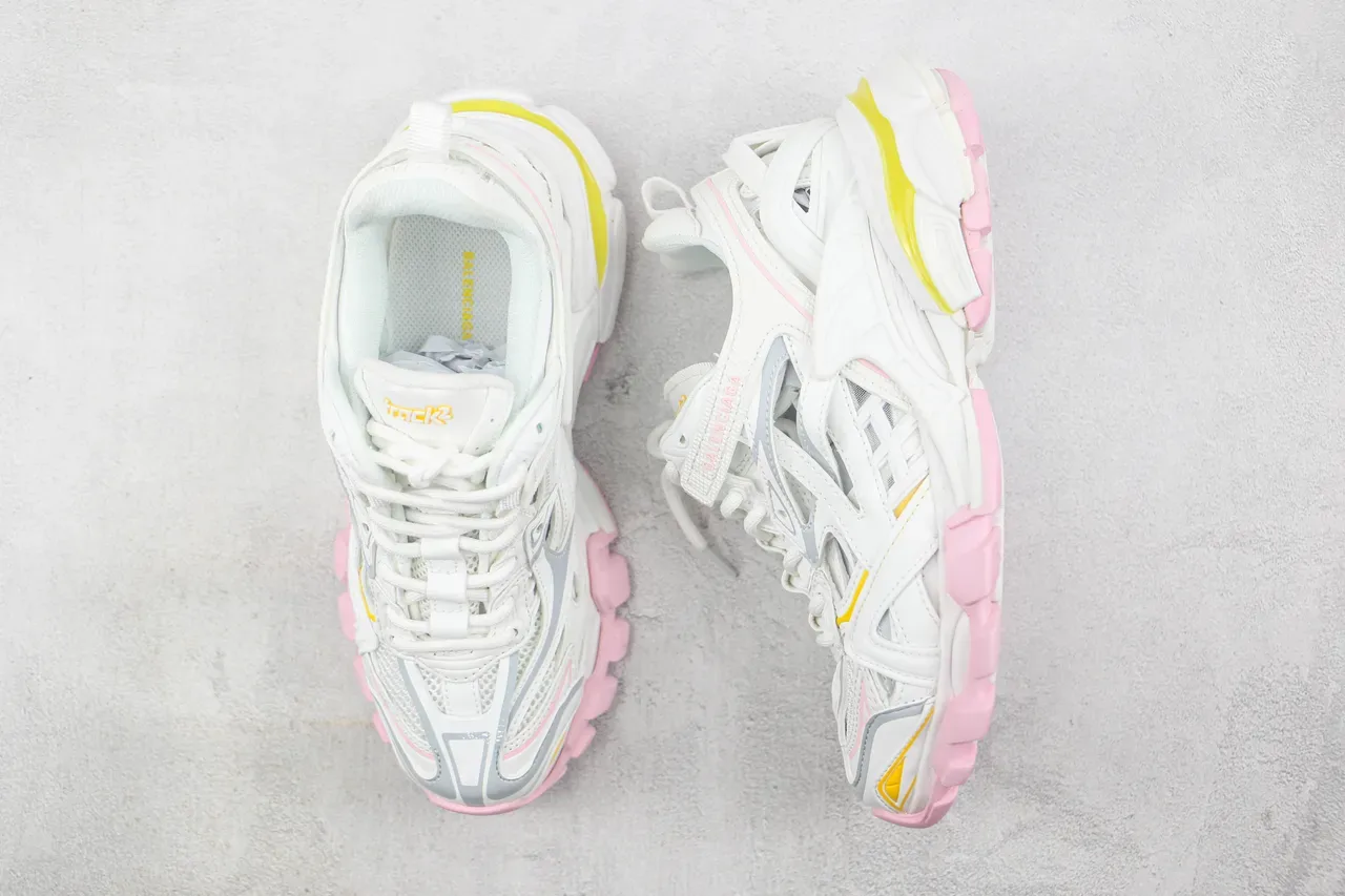 Balenciaga Track Trainer White Pink Yellow Chunky Sneakers 3