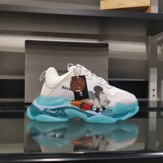 Balenciaga Triple S Mickey Mouse White and Cyan Chunky Sneakers