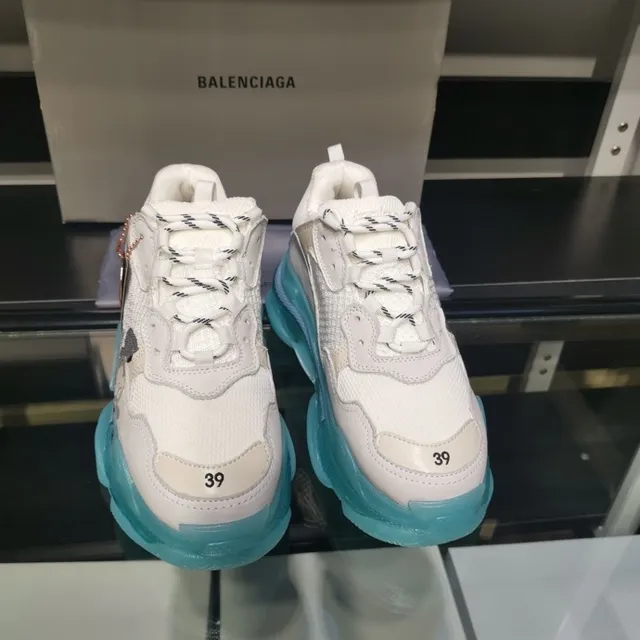 Balenciaga Triple S Mickey Mouse White and Cyan Chunky Sneakers 9