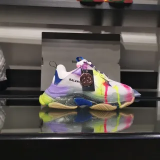 Balenciaga Triple S Multicolor Paint-Drip Chunky Sneakers
