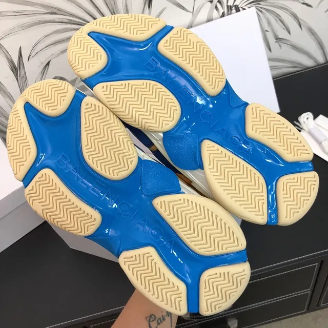 Balenciaga Triple S Runner Blue Orange Cream Chunky Sneakers 3