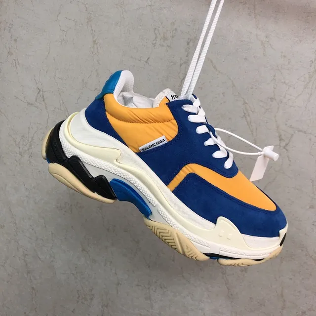 Balenciaga Triple S Runner Blue Orange Cream Chunky Sneakers 5