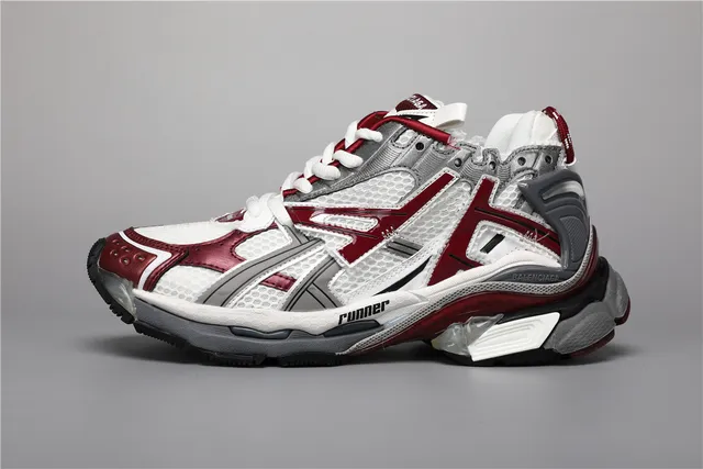 Balenciaga Tênis Chunky Brancos Bordô Silhueta Com Construção De Malha E Recobrimento Sintético 9