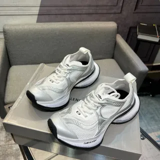 Balenciaga White Silver Mesh And Metallic Synthetic Upper Sculpted Ridged Midsole Lifestyle Sneakers