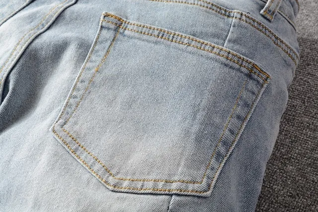 Balmain Blue Gold Jeans en denim light-wash avec couture contrast 2
