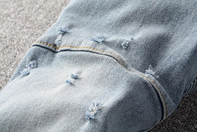 Balmain Blue Gold Jeans en denim light-wash avec couture contrast 4