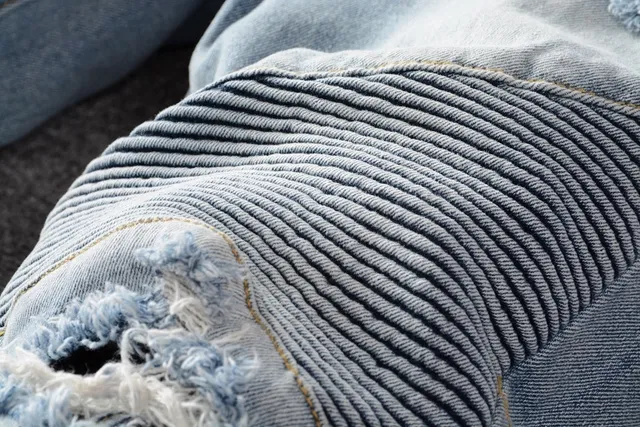 Balmain Blue Gold Jeans en denim light-wash avec couture contrast 12