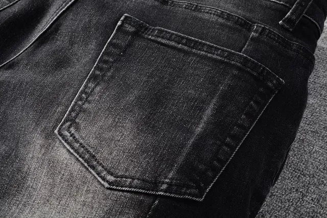Balmain Pantalon Jean Distressed Noir Style Moto avec Poches à Zipper 12