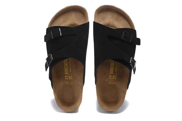 Birkenstock Arizona Sandales Noires en Suède à Double Boucle 2