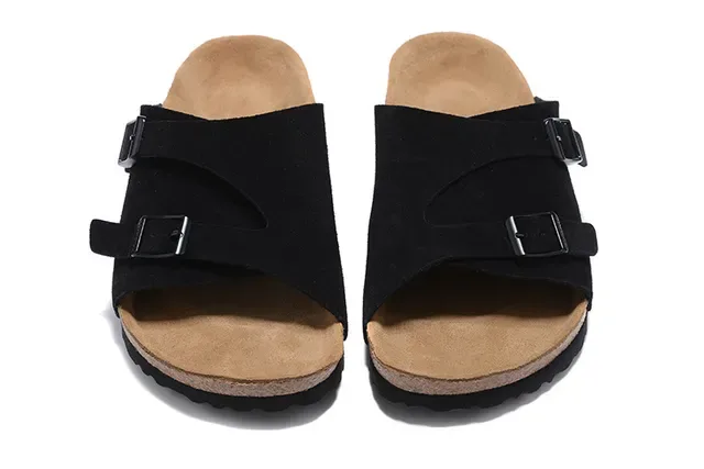 Birkenstock Arizona Sandales Noires en Suède à Double Boucle 3
