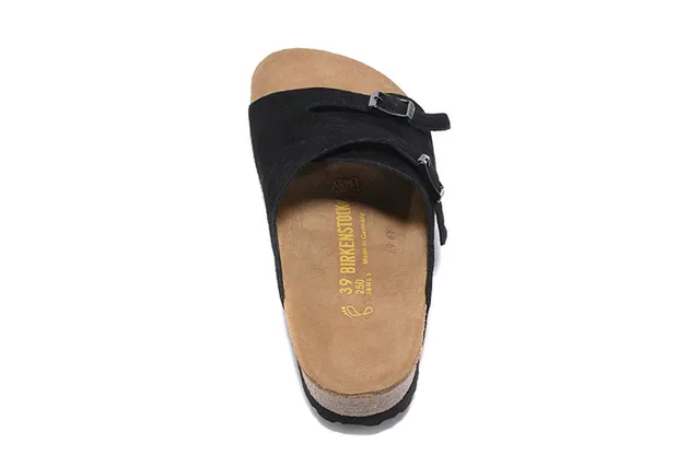 Birkenstock Arizona Sandales Noires en Suède à Double Boucle 5
