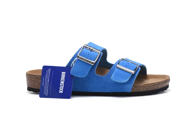 Birkenstock Arizona Sandales Casuales en Cuir Suédé Bleu 2