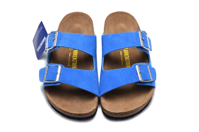 Birkenstock Arizona Sandales Casuales en Cuir Suédé Bleu 3