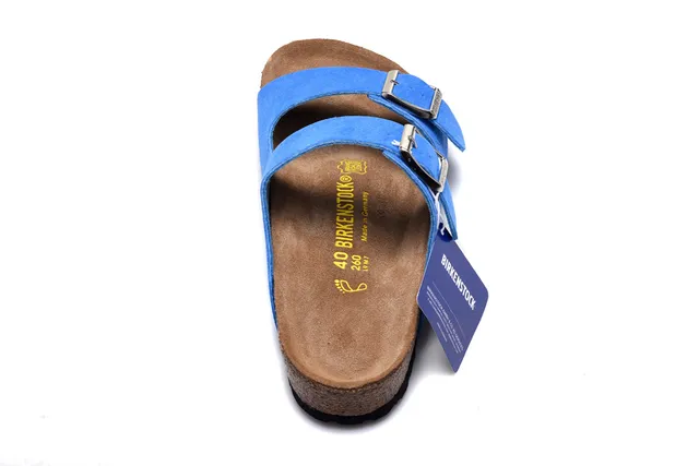 Birkenstock Arizona Sandales Casuales en Cuir Suédé Bleu 5