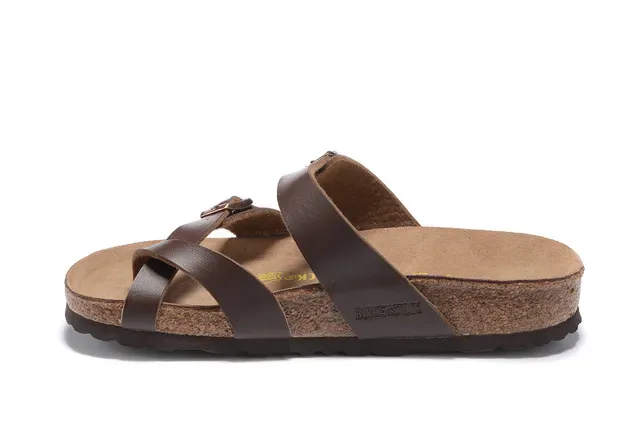 Birkenstock Arizona Sandalias Casuales de Cuero Marrón de Dos Correas 4