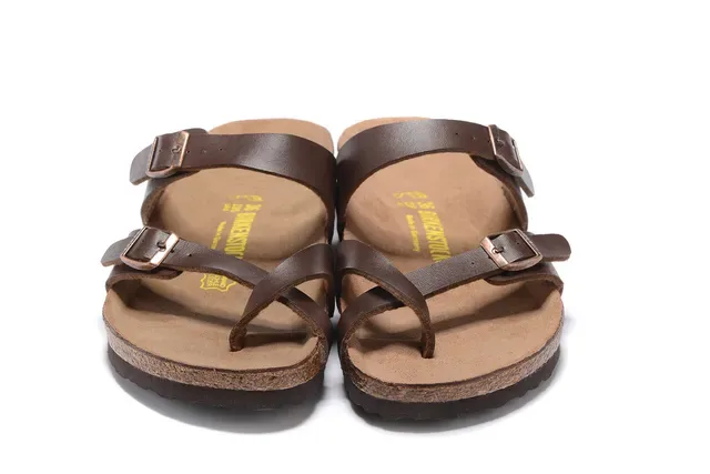 Birkenstock Arizona Sandalias Casuales de Cuero Marrón de Dos Correas 5