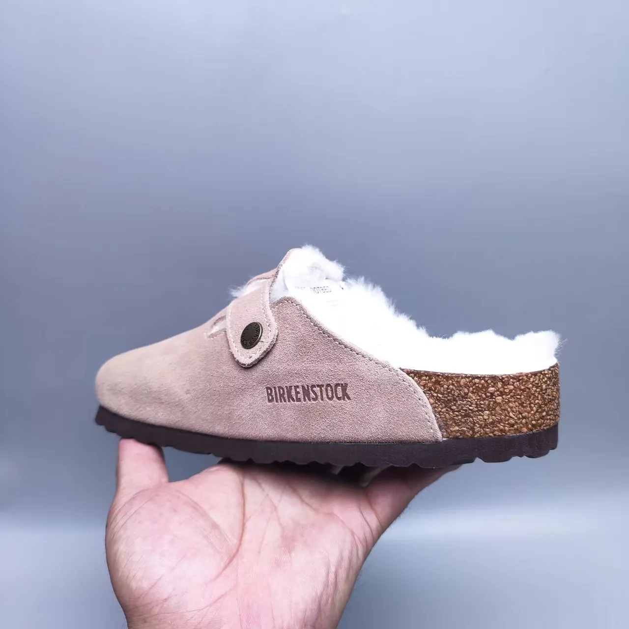 Birkenstock Arizona গোলাপি সাদা চামড়া উপর শিয়ারলিং-লাইন্ড ক্যাজুয়াল জুতো 2