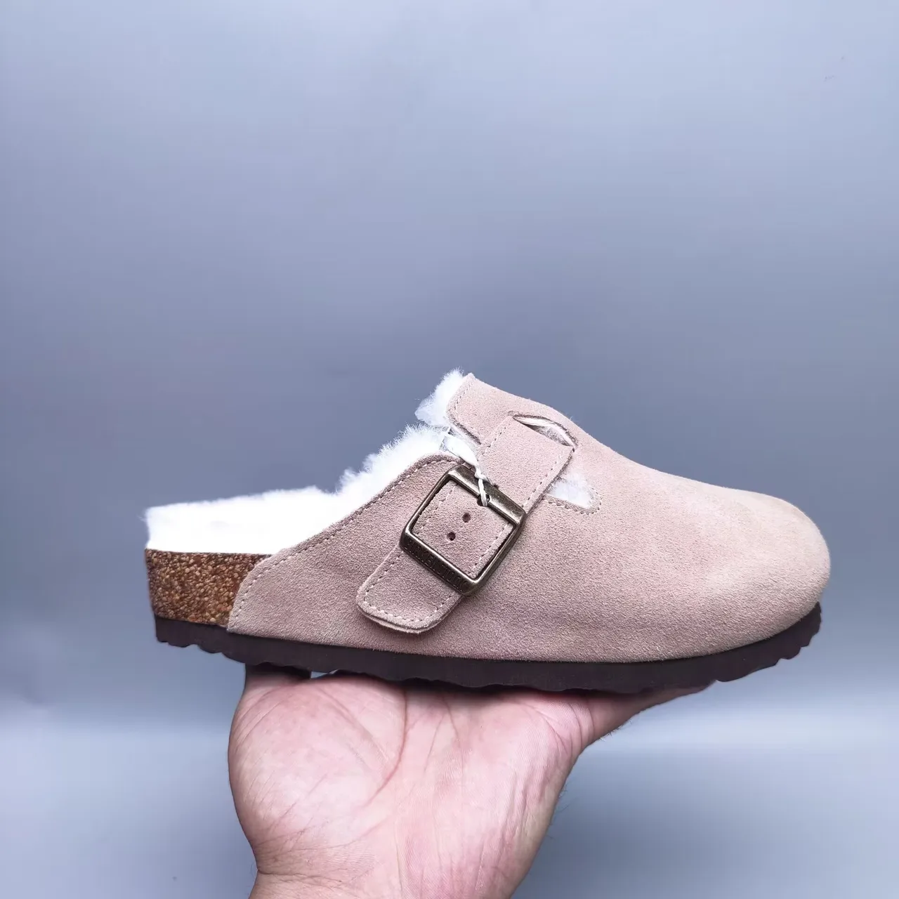 Birkenstock Arizona গোলাপি সাদা চামড়া উপর শিয়ারলিং-লাইন্ড ক্যাজুয়াল জুতো 4