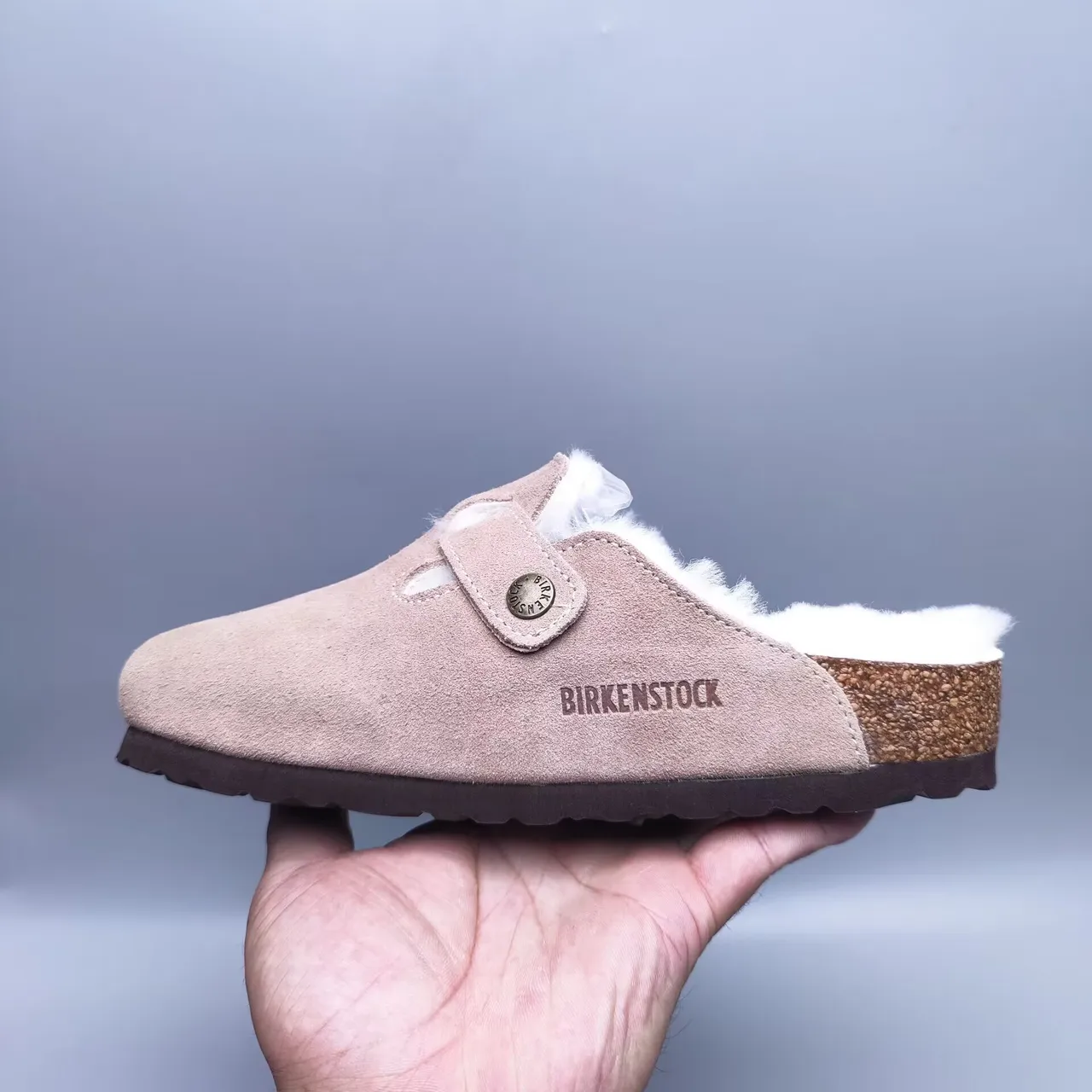 Birkenstock Arizona গোলাপি সাদা চামড়া উপর শিয়ারলিং-লাইন্ড ক্যাজুয়াল জুতো 5